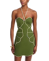 Farm Rio Asymmetric Neck Mini Dress