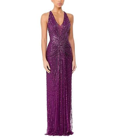 Jenny Packham Lana Embellished Halterneck Maxi Dress