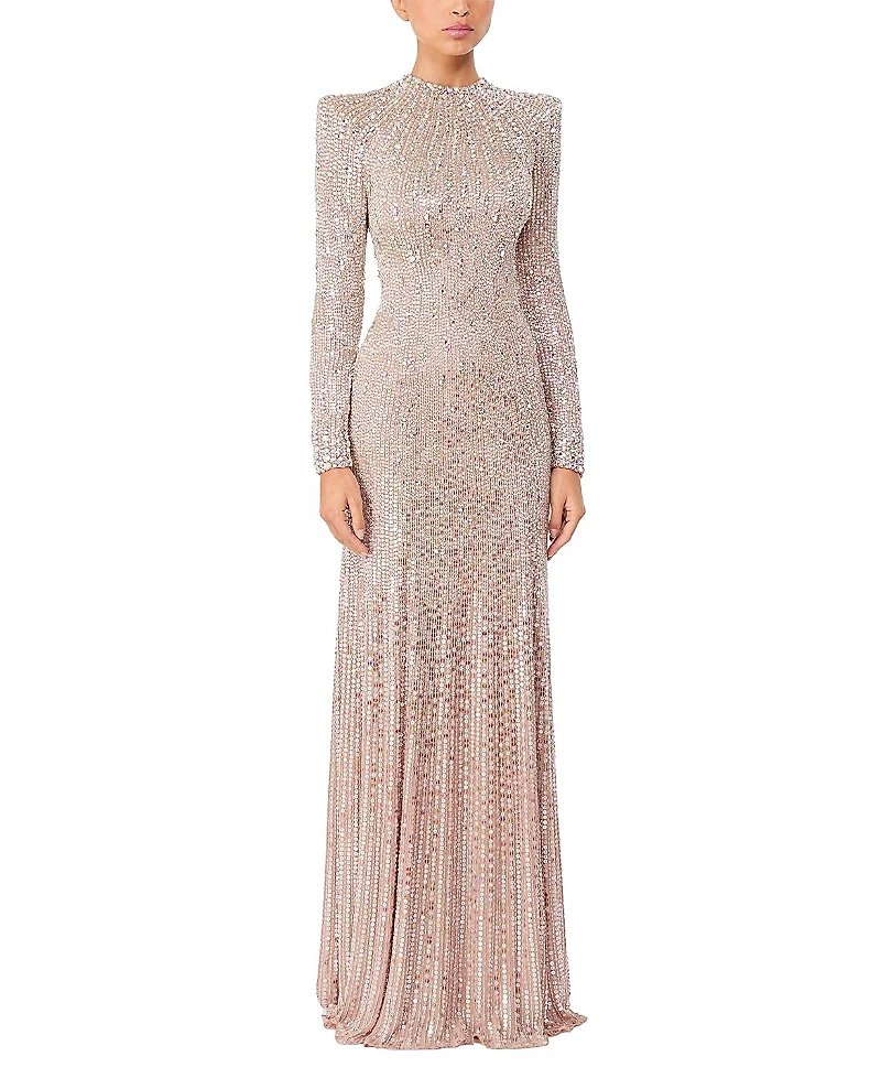 Jenny Packham Rory Embellished Mock-neck Maxi Dress
