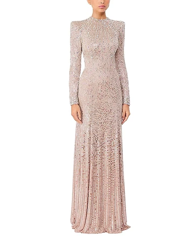 Jenny Packham Rory Embellished Mock-neck Maxi Dress