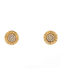 Pre-Owned Bvlgari Classic Round Stud Earrings 18K Gold with Diamonds