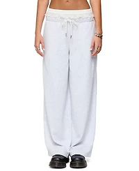 Edikted Tamia Peekaboo Ruffle Lace Sweatpants