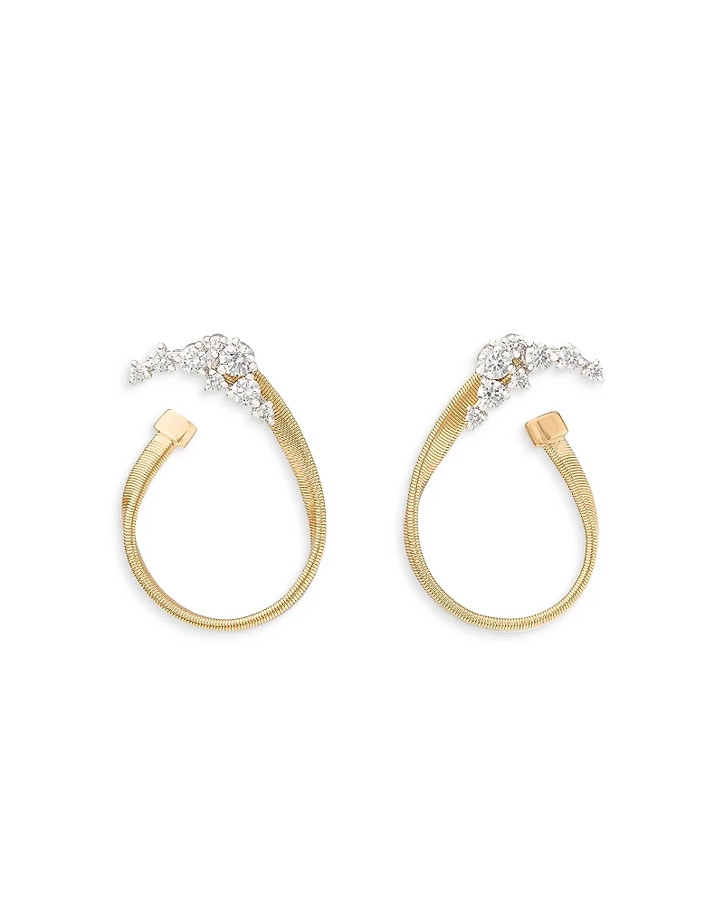 Marco Bicego 18K Yellow Gold Marrakech Diamond Graduated Cluster Spiral Hoop Earrings