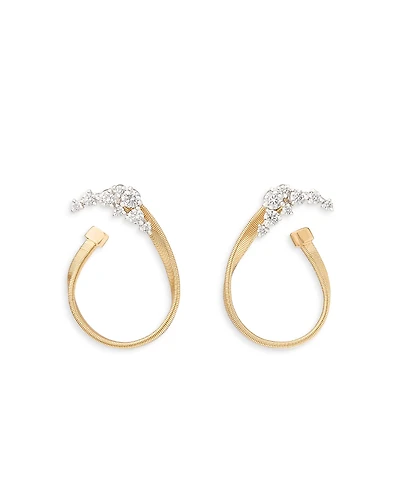 Marco Bicego 18K Yellow Gold Marrakech Diamond Graduated Cluster Spiral Hoop Earrings