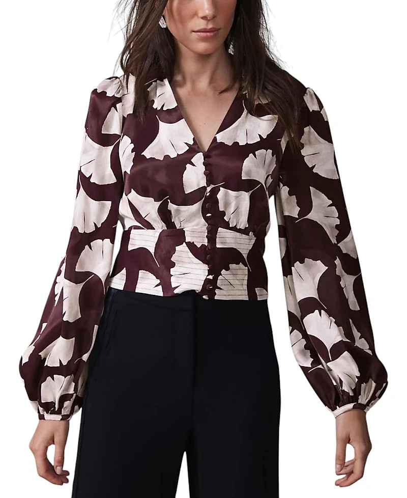 Mint Velvet Women's Leaf Print Top