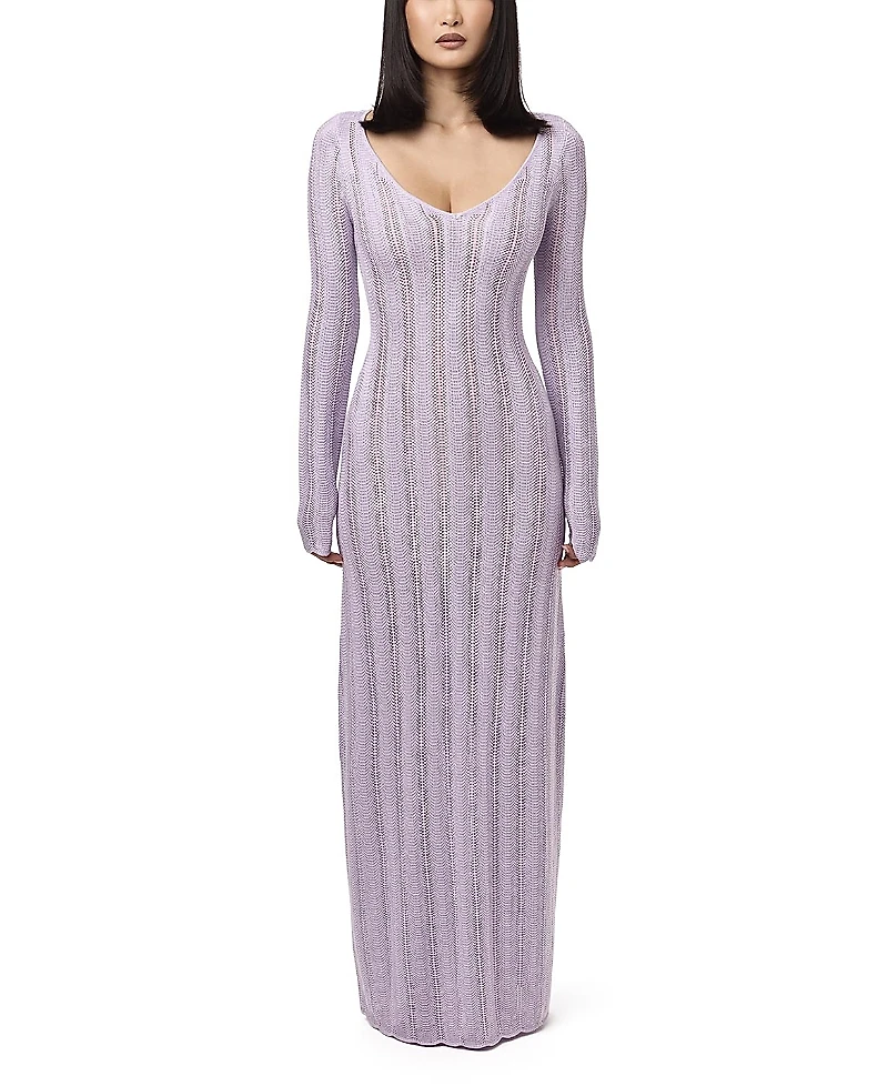 Naked Wardrobe Knit V-Neck Maxi Dress