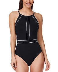 Profile by Gottex Contrast High Neck One Piece Swimsuit