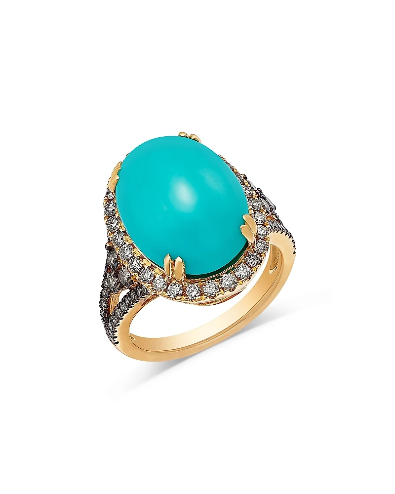 Bloomingdale's Fine Collection Turquoise & Diamond Halo Ring
