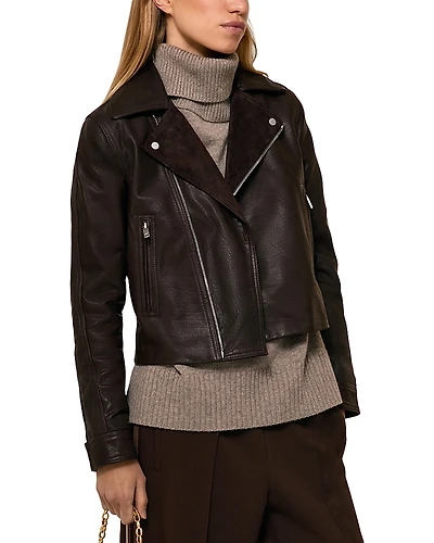 Reiss Petite Lidia Leather Biker Jacket