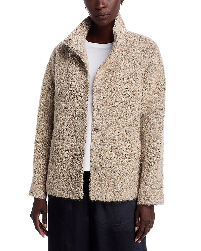 Eileen Fisher High Collar Alpaca Wool Blend Coat