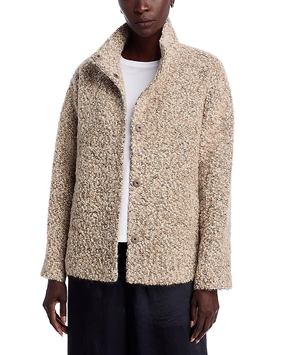 Eileen Fisher High Collar Alpaca Wool Blend Coat