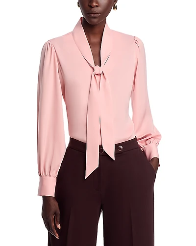 T Tahari Long Sleeve Bow Tie Neck Blouse
