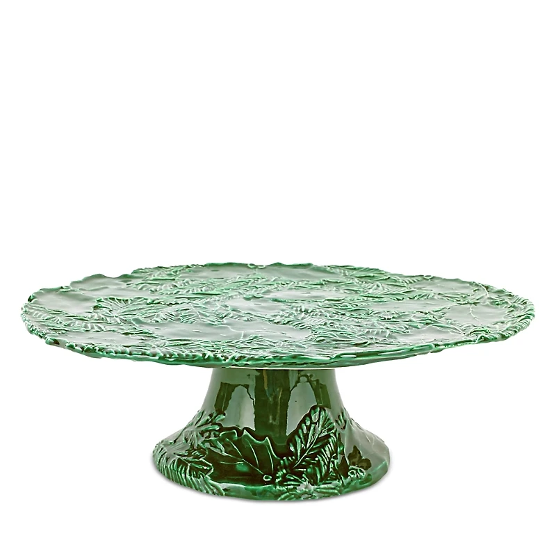 Vietri Lastra Holiday Green Figural Cake Stand