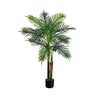 Nearly Natural 4' Uv Resistant Artificial Double Robellini Palm Tree (Indoor/Outdoor)