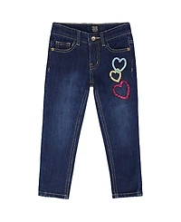 Deux par Girls' Stretch Jeans with Glittery Hearts