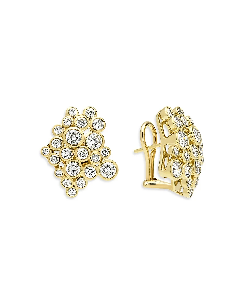 Lagos 18K Yellow Gold Fizz Diamond Bezel Cluster Statement Earrings