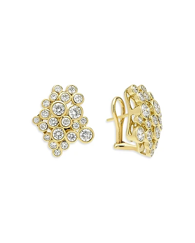 Lagos 18K Yellow Gold Fizz Diamond Bezel Cluster Statement Earrings