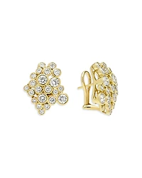 Lagos 18K Yellow Gold Fizz Diamond Bezel Cluster Statement Earrings