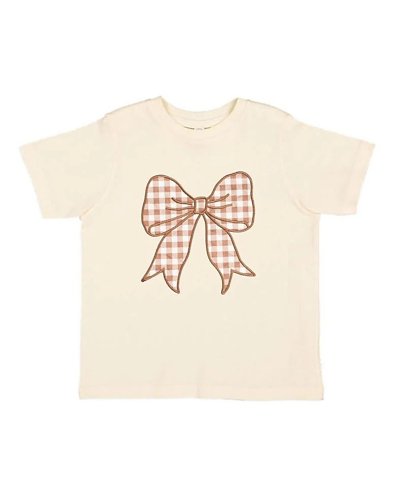 Sweet Wink Girls' Gingham Bow Patch Short Sleeve T-Shirt