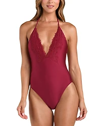 L'Agence Terra Shimmer Plunge One Piece Swimsuit