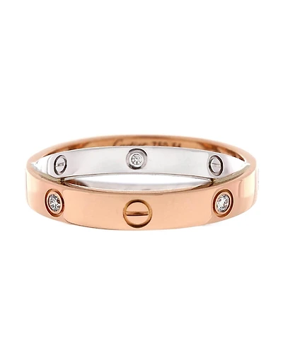 Pre-Owned Cartier Love 6 Diamonds Double Ring 18K Rose Gold and 18K White Gold with Diamonds