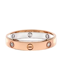 Pre-Owned Cartier Love 6 Diamonds Double Ring 18K Rose Gold and 18K White Gold with Diamonds