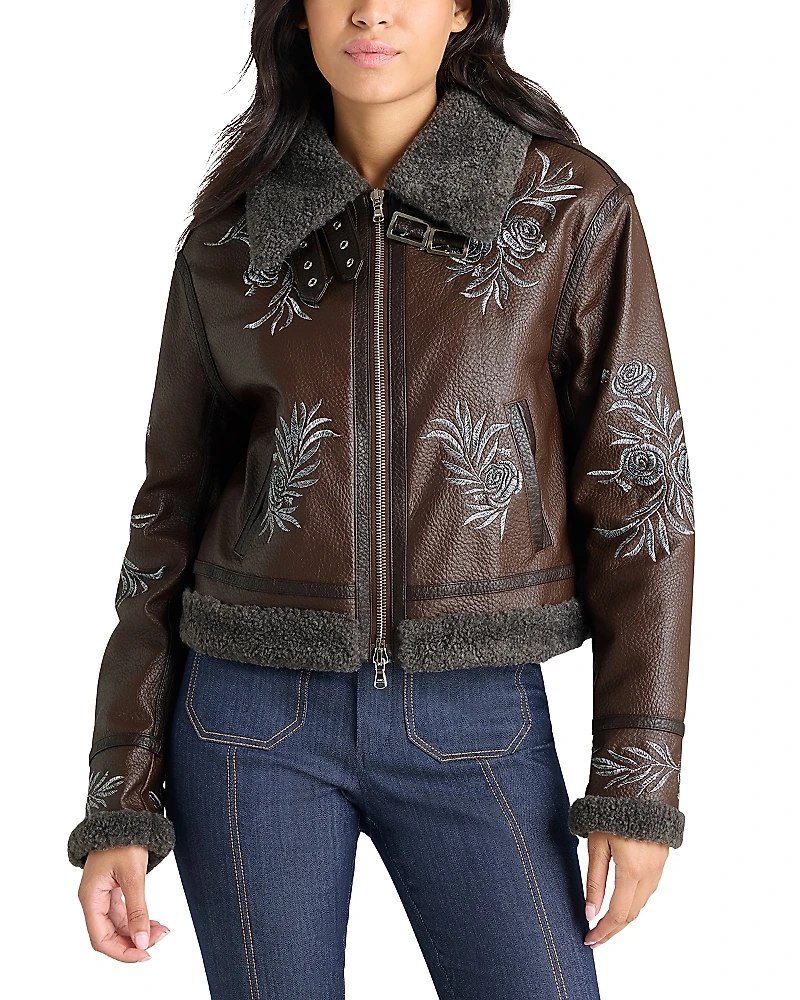 Cinq a Sept Devyn Faux Leather Aviator Jacket