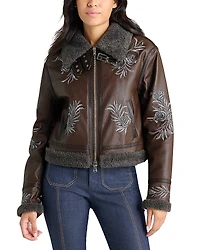 Cinq a Sept Devyn Faux Leather Aviator Jacket