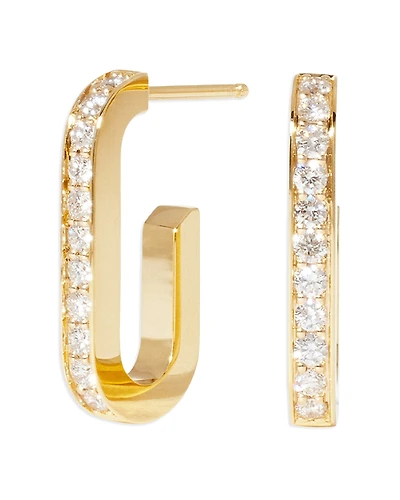 Dinh Van 18K Yellow Gold Maillon Diamond Oval Hoop Earrings