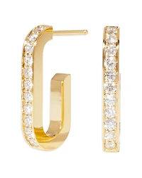 Dinh Van 18K Yellow Gold Maillon Diamond Oval Hoop Earrings