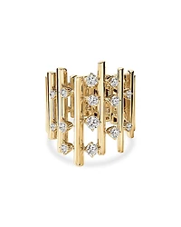 Hearts On Fire 18K Yellow Gold Barre Diamond Multirow Statement Ring