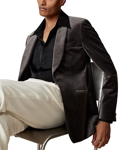 Reiss Mount Velvet Tailored Fit Shawl Blazer