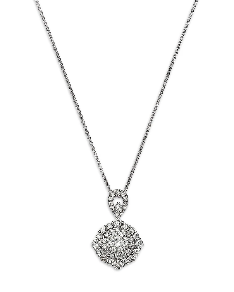 Bloomingdale's Fine Collection Certified Diamond Halo Pendant Necklace