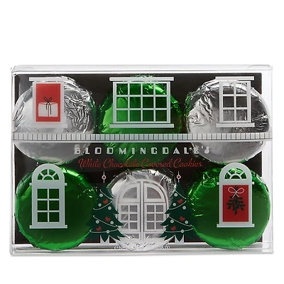 Bloomingdale's White Chocolate Drenched Sandwich Cookies Gift Box with Silver & Green Foils, 6 Piece - Exclusive