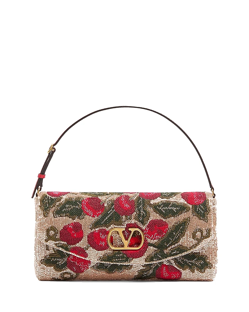 Valentino Garavani Beaded VLogo Top Handle Shoulder Bag