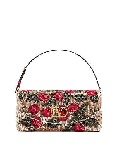 Valentino Garavani Beaded VLogo Top Handle Shoulder Bag
