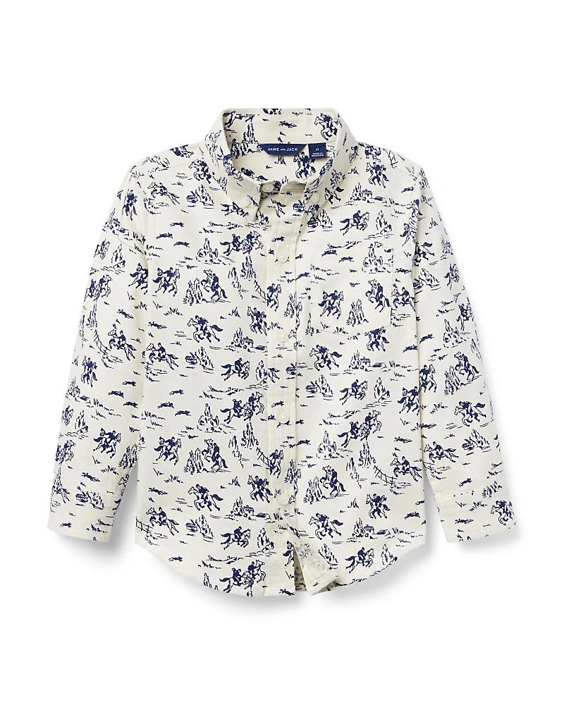 Janie and Jack Boys' The Western Toile Shirt - Little Kid, Big Kid