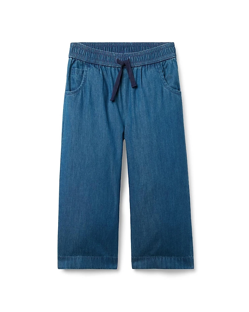 Janie and Jack Girls' Chambray Wide Leg Pant - Little Kid, Big Kid