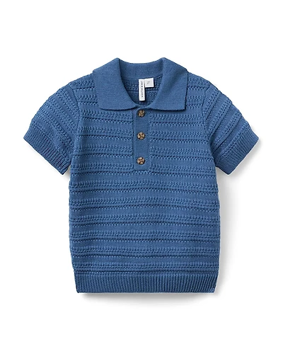 Janie and Jack Boys' Textured Knit Polo - Baby, Little Kid, Big Kid