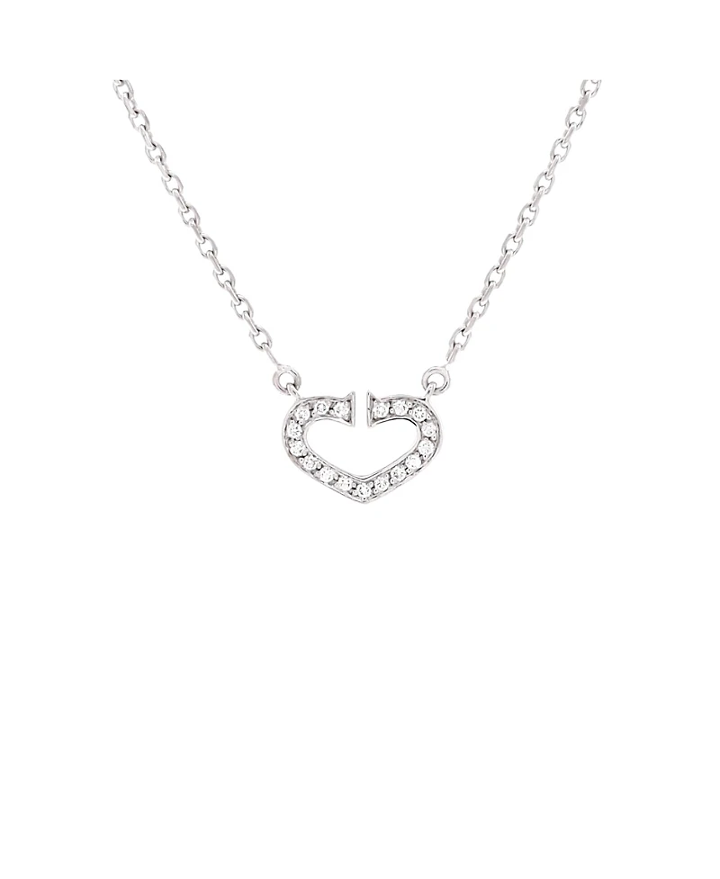 Pre-Owned Cartier C Heart de Cartier Pendant Necklace 18K White Gold with Pave Diamonds, 15.5"
