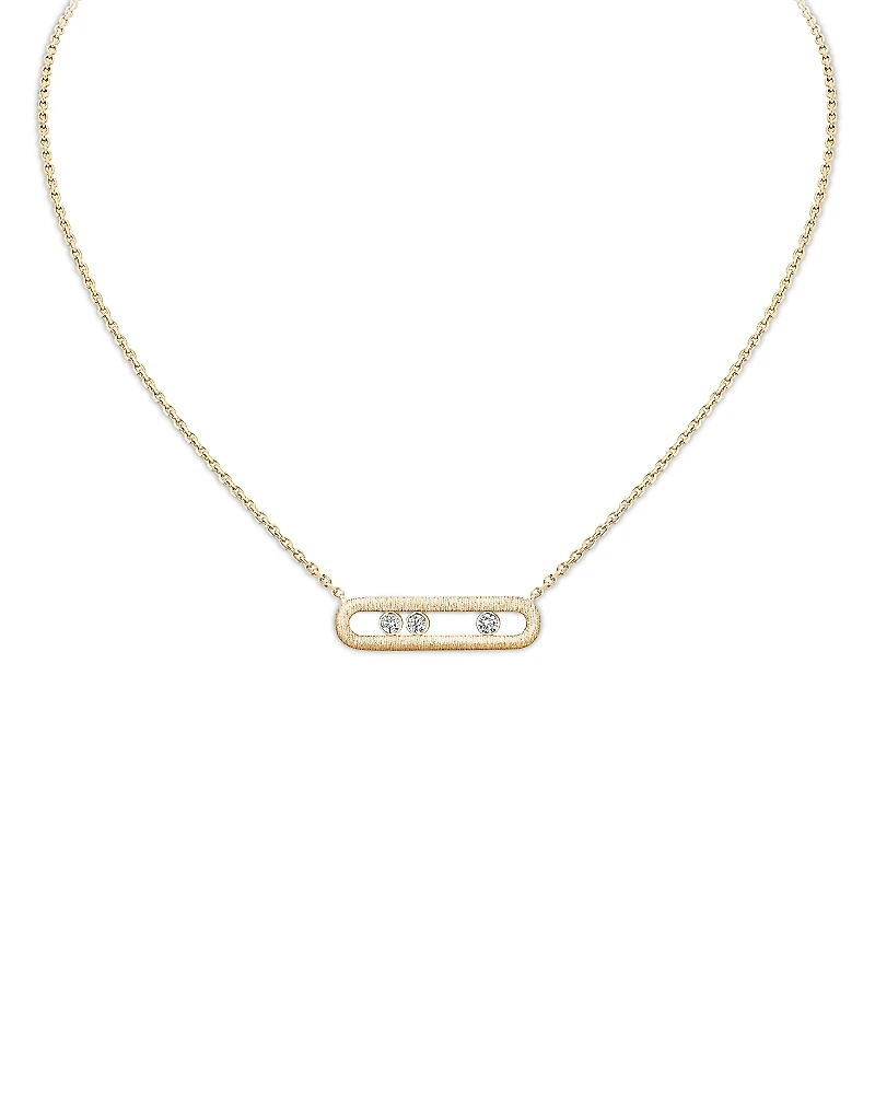 Messika 18K Yellow Gold Move Classique Diamond Polished Oval Bar Necklace, 17.71