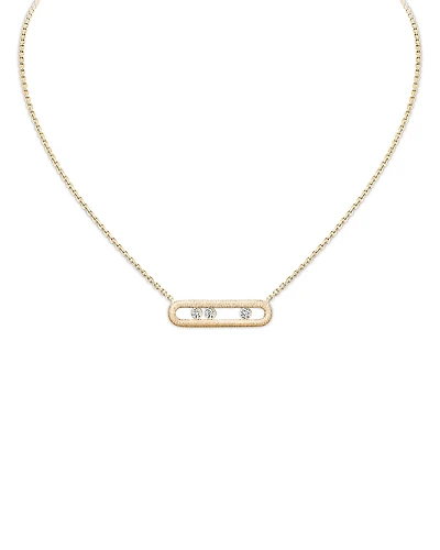 Messika 18K Yellow Gold Move Classique Diamond Polished Oval Bar Necklace, 17.71