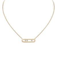 Messika 18K Yellow Gold Move Classique Diamond Polished Oval Bar Necklace, 17.71