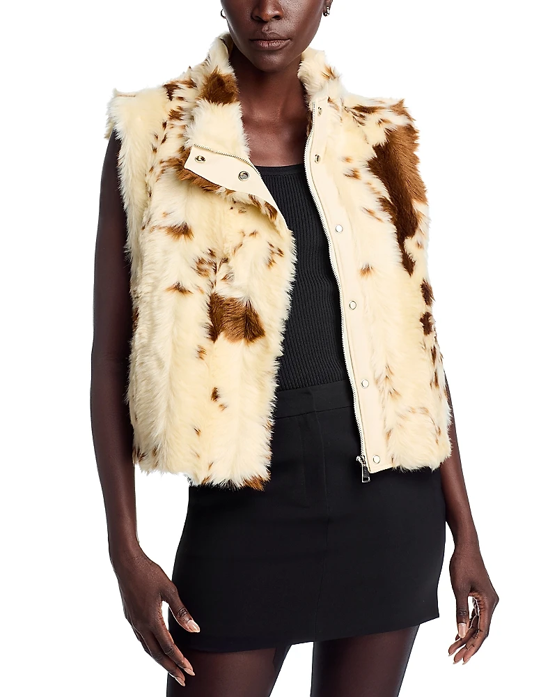 Adrienne Landau Wynn Printed Faux Fur Vest