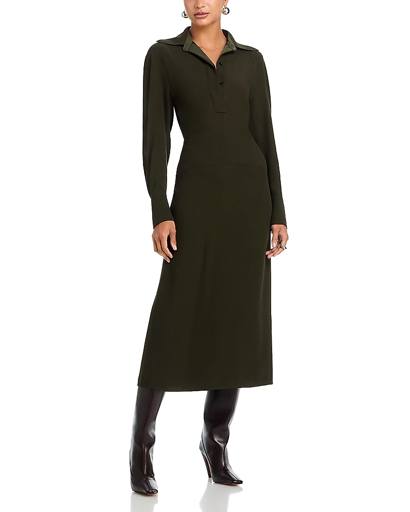 Victoria Beckham Long Sleeve Polo Collar Dress