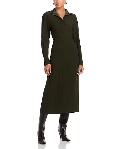 Victoria Beckham Long Sleeve Polo Collar Dress