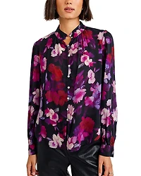 Bella Dahl Shirred Mandarin Collar Blouse