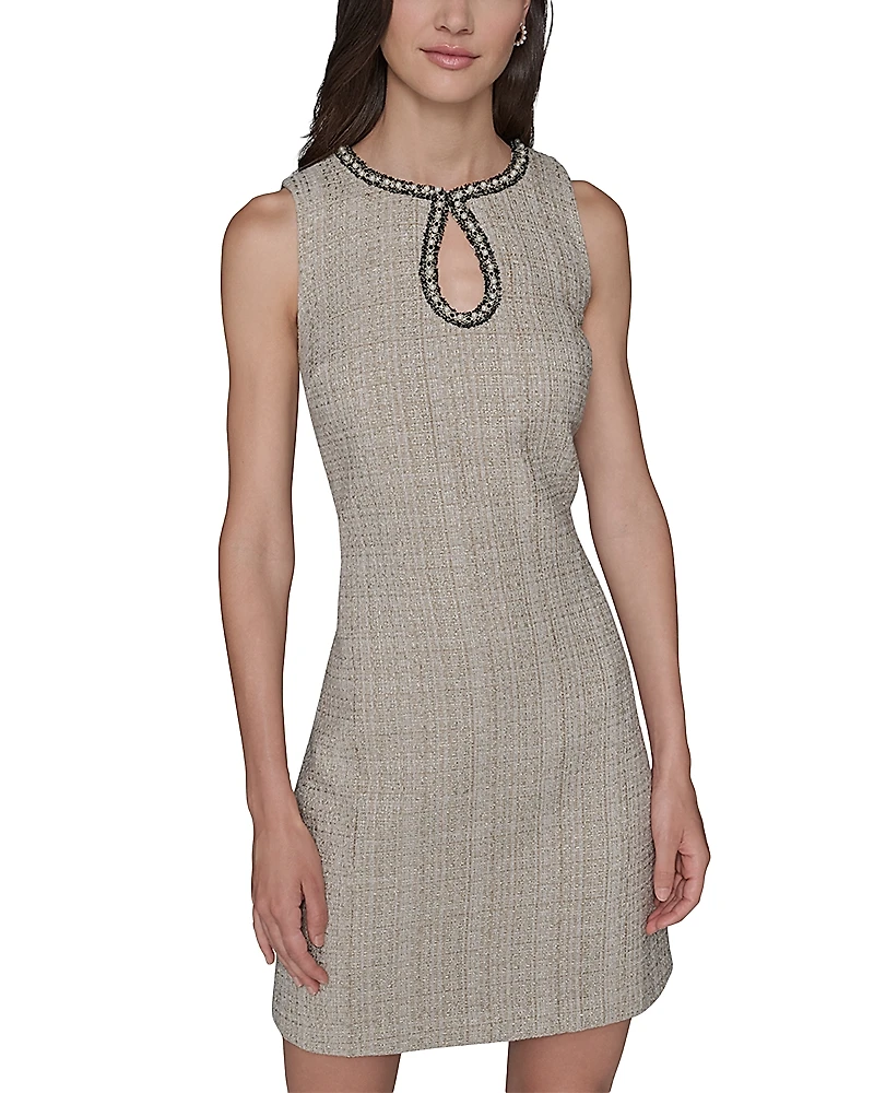 Karl Lagerfeld Paris Tweed Keyhole Shift Dress