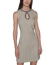 Karl Lagerfeld Paris Tweed Keyhole Shift Dress