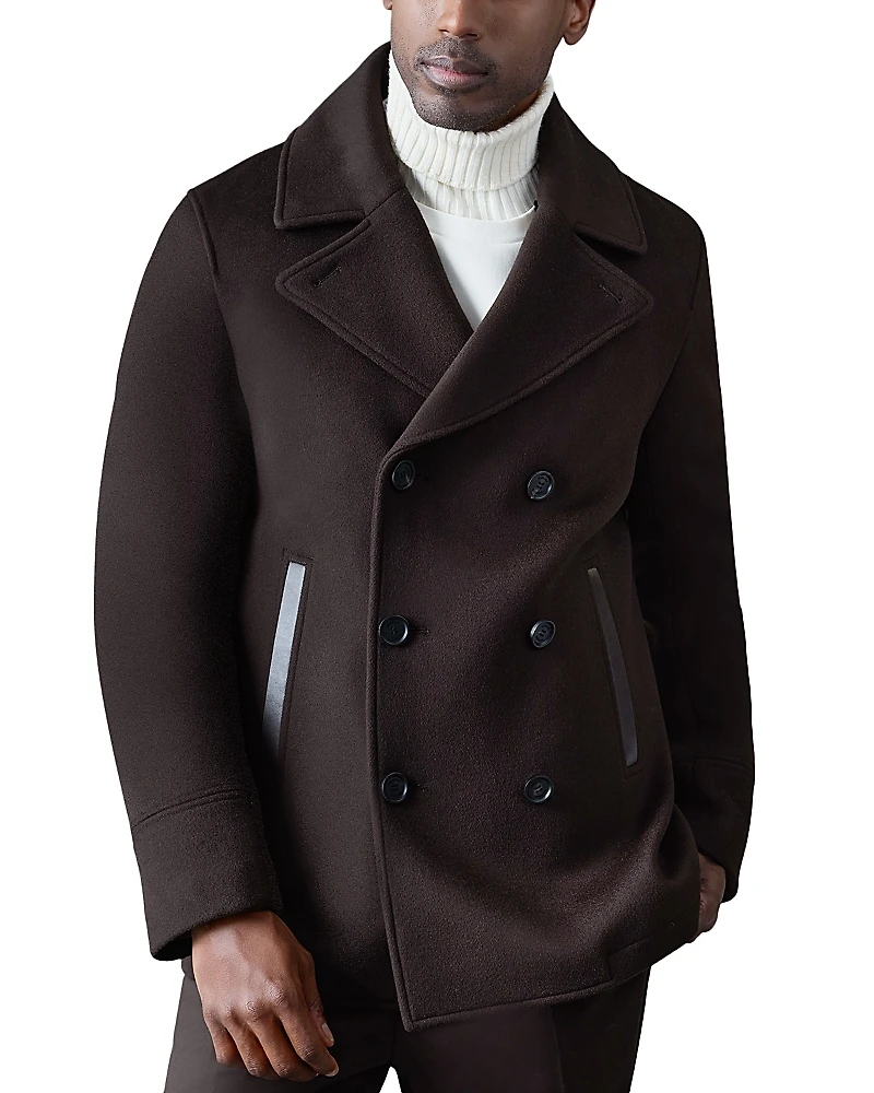 Mackage Wool Shearling Collar Peacoat